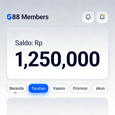 Antarmuka dashboard member M88 yang menampilkan saldo dan menu navigasi